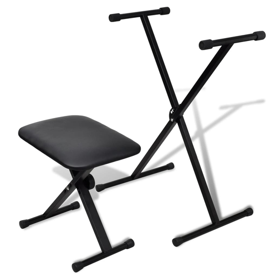vidaXL Keyboardstativ med pall