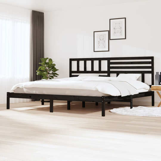 vidaXL Sängram svart massiv furu 180x200 cm