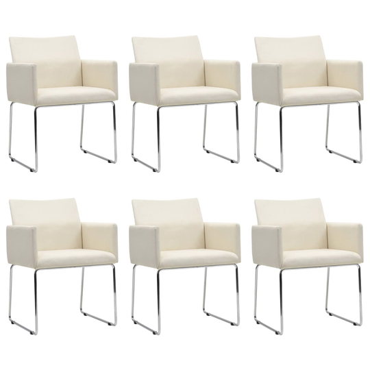 vidaXL Matstolar 6 st linnedesign vit tyg