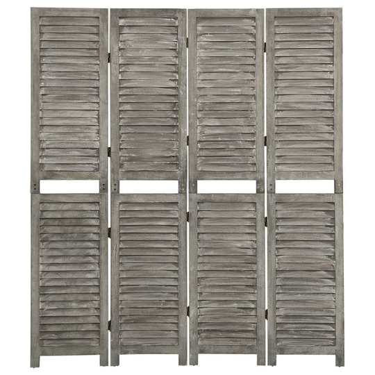 vidaXL Rumsavdelare 4 paneler grå 143x166 cm massivt trä