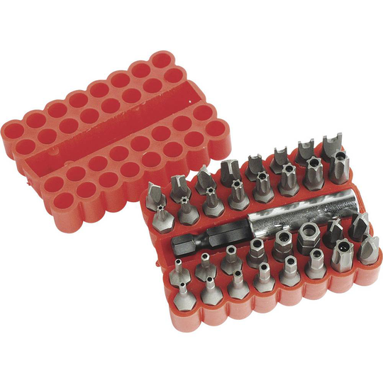 Brüder Mannesmann M 297-33 Bit-Set 33 delar T-Profil med lock, Inner-sexkantig BO, Tri-Wing, Spårmutter, TORQ