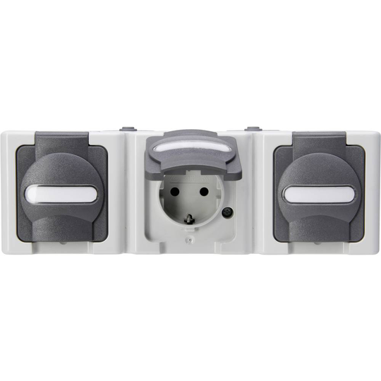 Kopp 3x Komplett Vägguttag lock BlueElectric Grå 131356005