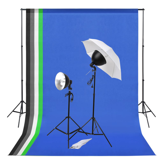 vidaXL Fotostudio med lampor och bakgrunder