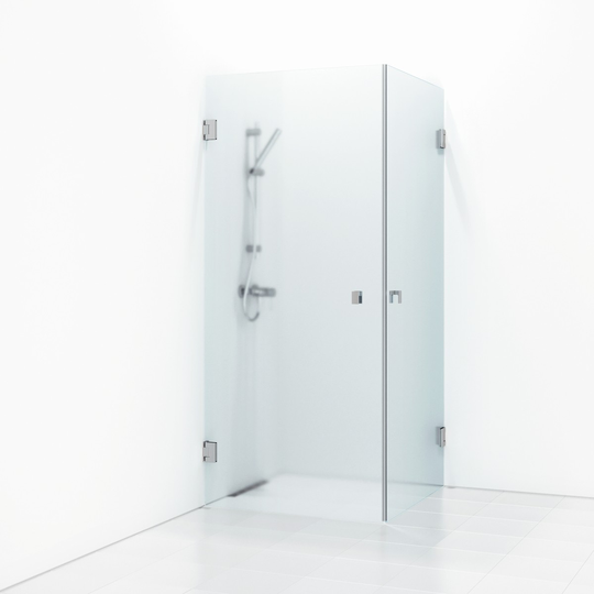 Svedbergs Hörndusch 180° Dörr 80X100 - Kristall frostglas Blank krom