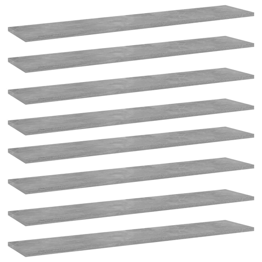 vidaXL Hyllplan 8 st betonggrå 100x20x1,5 cm spånskiva