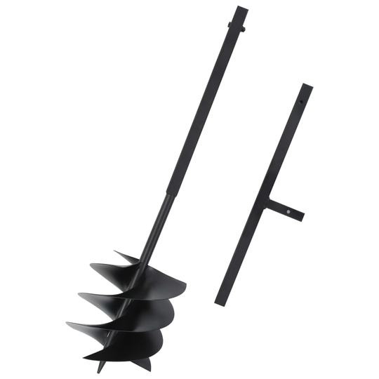 vidaXL Jordborr med handtag 250 mm stål svart