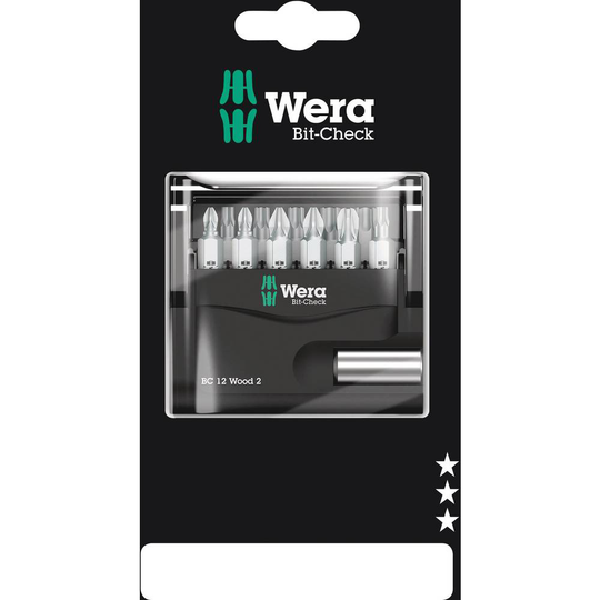 Wera Bit-Check 12 Wood 2 SB 05136391001 Bit-Set 12 delar 1/4 (6.3 mm) inkl. bithållare