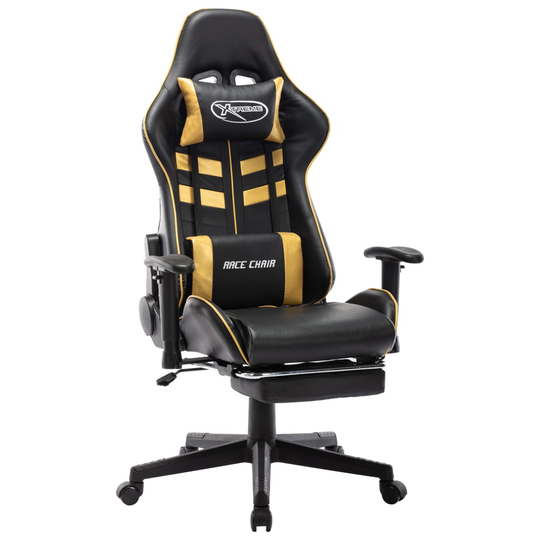 vidaXL Gamingstol med fotstöd svart och guld konstläder