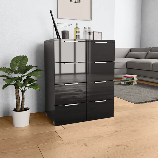 vidaXL Skänk högglans svart 60x35x80 cm spånskiva