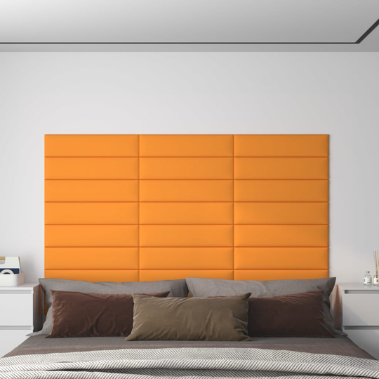 vidaXL Väggpaneler 12 st mörkgul 60x15 cm tyg 1,08 m²