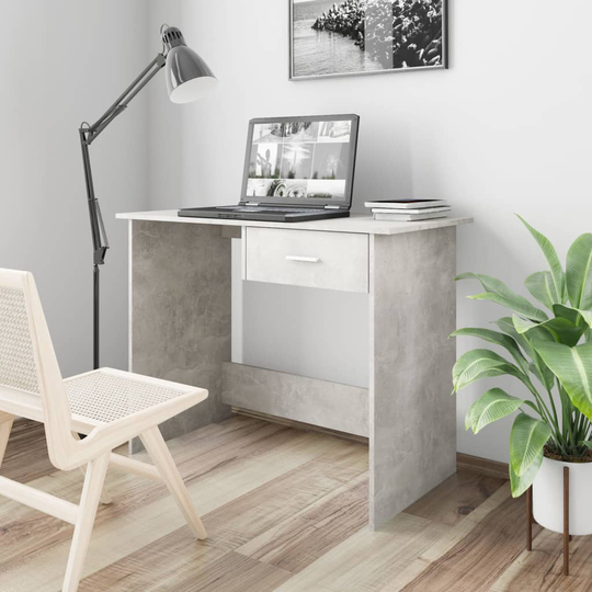 vidaXL Skrivbord betonggrå 100x50x76 cm spånskiva