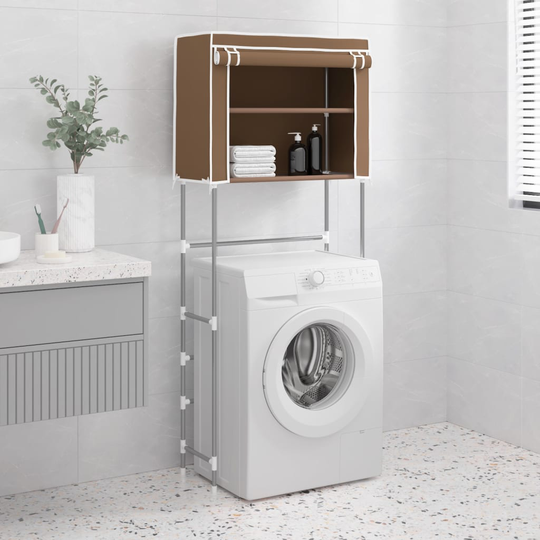 vidaXL Hylla för tvättmaskin med 2 hyllplan brun 71x29,5x170,5 cm järn