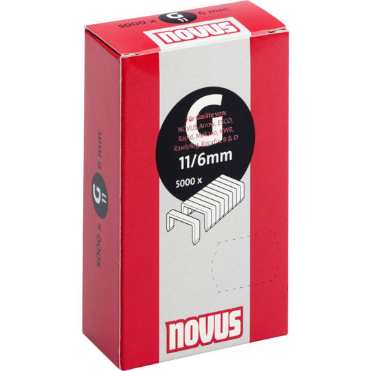 Flattrådshäftklammer - typ 11 5000 st Novus 105119200 N/A Mått (L x B) 6 mm x 10.6 mm