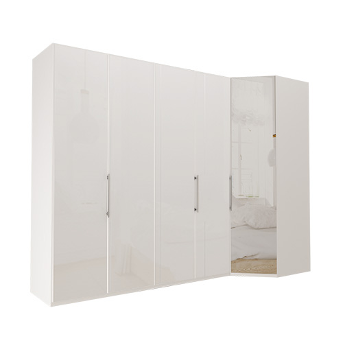 Garderob Atlanta - Vit 200 cm, 216 cm, Vitt glas