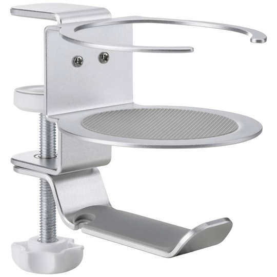 Hörlurshållare SpeaKa Professional SP-HCH-150 integrerad kabelhantering, Med mugghållare Silver