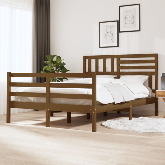 vidaXL Sängram honungsbrun massivt trä 120x200 cm enkelsäng