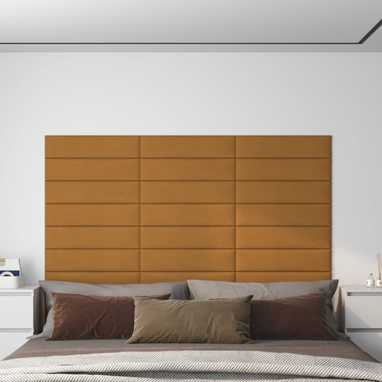 vidaXL Väggpaneler 12 st brun 60x15 cm sammet 1,08 m²