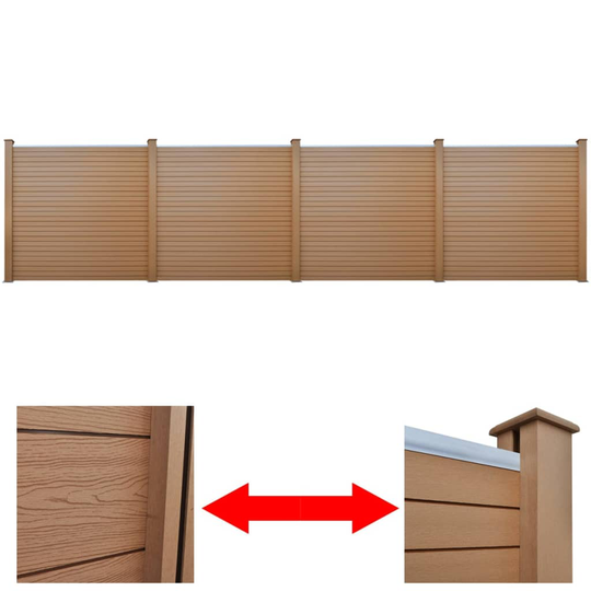 vidaXL Staketpanel trädgård 4 st WPC 715 cm brun
