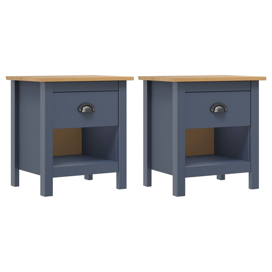 vidaXL Sängbord 2 st Hill Range grå 46x35x49,5 cm massiv furu