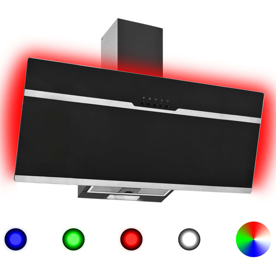 vidaXL Köksfläkt RGB 90 cm rostfritt stål och härdat glas