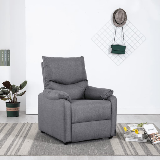 vidaXL Elektrisk reclinerfåtölj ljusgrå tyg