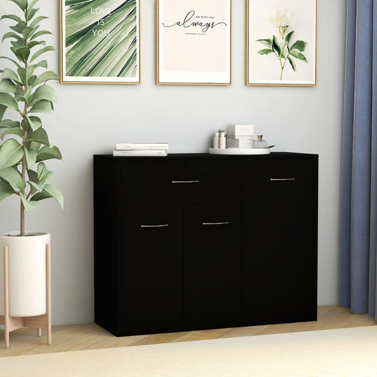 vidaXL Skänk svart 88x30x70 cm spånskiva