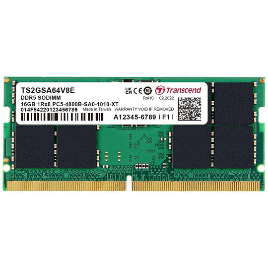 Transcend TS2GSA64V8E Internminne Laptop Kit 16 GB 2 x 8 GB DDR5-RAM 4800 MHz CL40