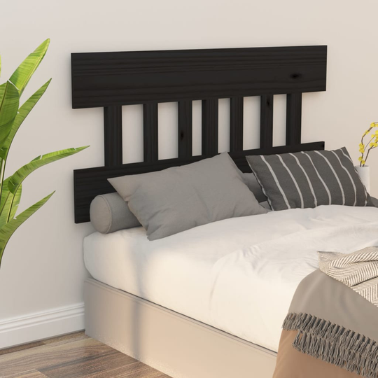 vidaXL Sänggavel svart 123,5x3x81 cm massiv furu