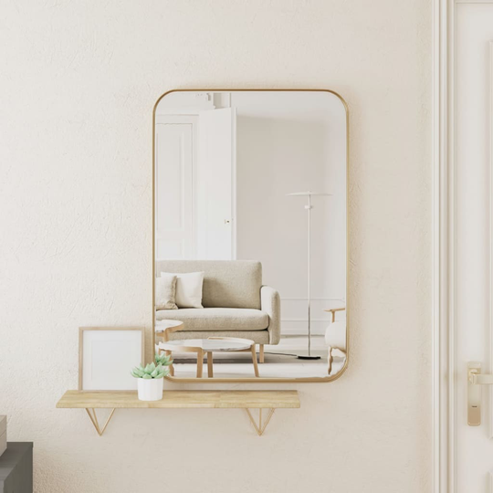 vidaXL Väggmonterad spegel guld 40x60 cm rektangulär
