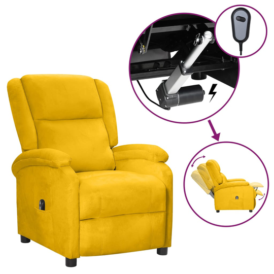 vidaXL Elektrisk massagefåtölj gul sammet
