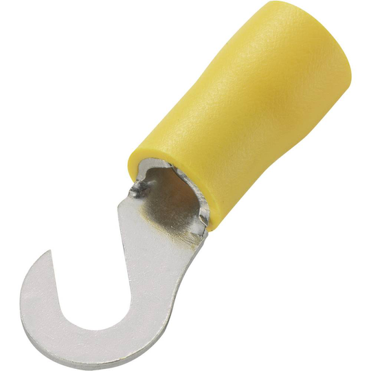 Conrad Components 93014c588 Kabelsko med krok Tvärsnitt (max.)=6 mm² Hål-Ø=5.3 mm Delisolerad Gul 50 st