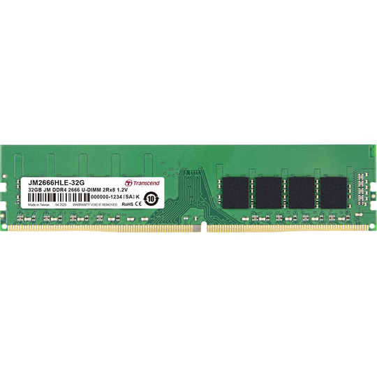 Transcend JM2666HLE-32G Internminne Desktop Modul JetRam 32 GB 1 x 32 GB DDR4 2666 MHz CL19