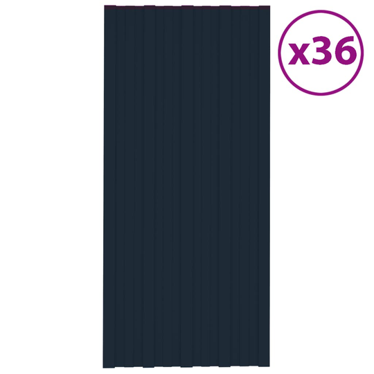 vidaXL Takprofiler 36 st galvaniserat stål antracit 100x45 cm