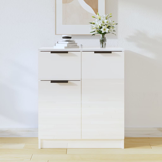 vidaXL Skänkskåp vit högglans 60x30x70 cm konstruerat trä