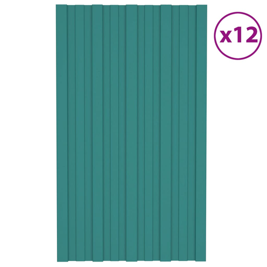 vidaXL Takprofiler 12 st galvaniserat stål grön 80x45 cm