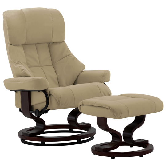 vidaXL Reclinerfåtölj med fotpall cappuccino konstläder och böjträ