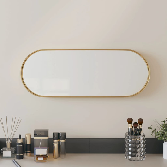 vidaXL Väggmonterad spegel guld 15x40 cm ovan