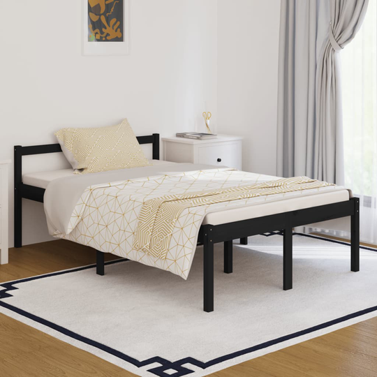 vidaXL Sängram svart massivt trä 120x190 cm 4FT