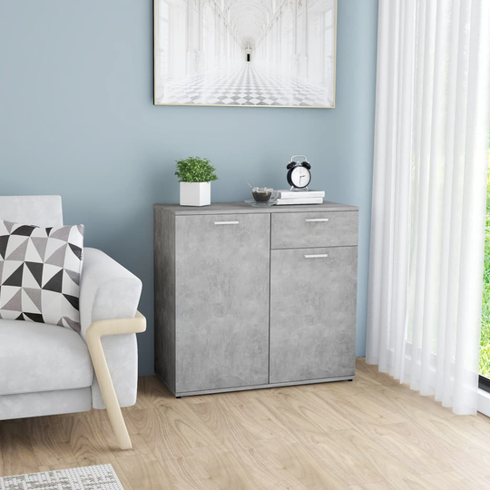 vidaXL Skänk betonggrå 80x36x75 cm spånskiva