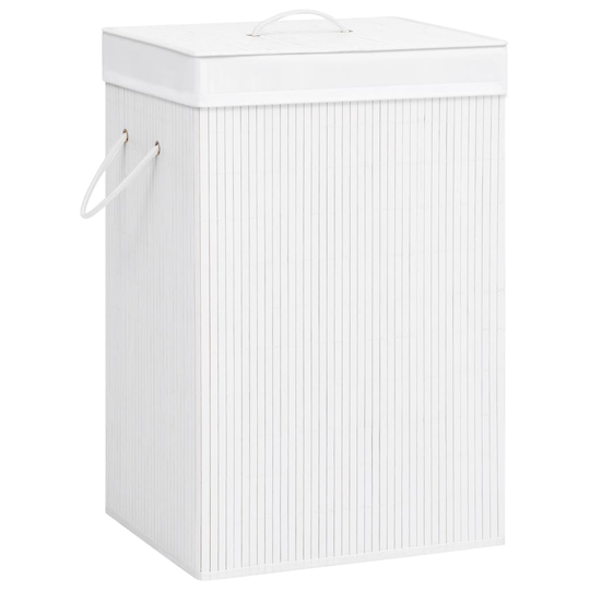 vidaXL Tvättkorg bambu vit 72 L