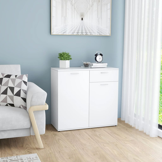 vidaXL Skänk vit 80x36x75 cm spånskiva