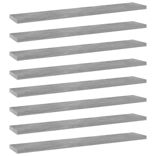 vidaXL Hyllplan 8 st betonggrå 60x10x1,5 cm spånskiva
