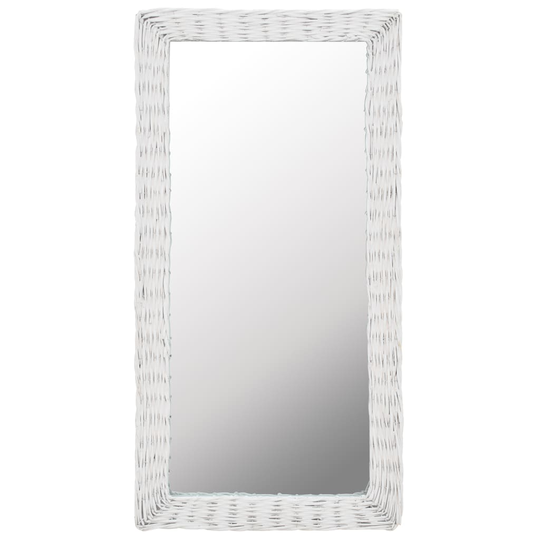 vidaXL Spegel i korgmaterial 50x100 cm vit