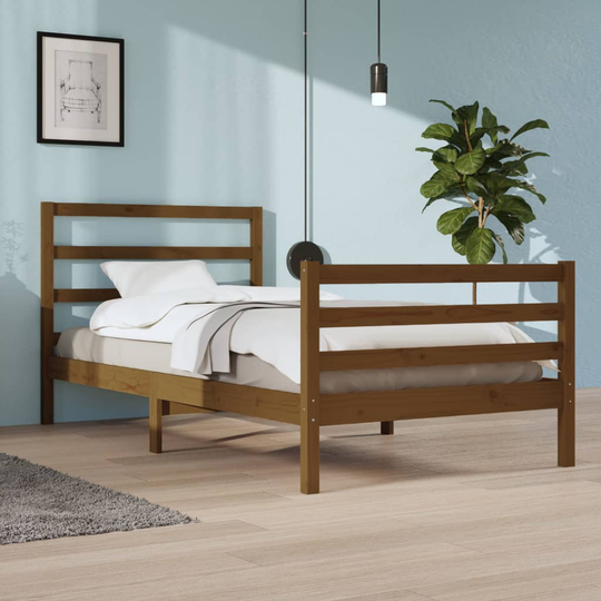 vidaXL Sängram honungsbrun massiv furu 100x200 cm