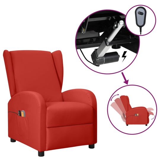 vidaXL Elektronisk massagefåtölj vinröd konstläder