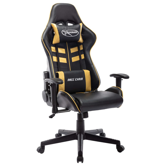 vidaXL Gamingstol svart och guld konstläder