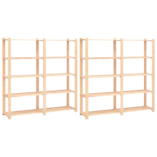 vidaXL Förvaringshylla 5 hyllor 2 st 170x38x170 cm massiv furu 500 kg