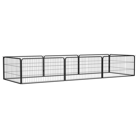 vidaXL Hundbur 8 paneler svart 100x50 cm pulverlackerat stål