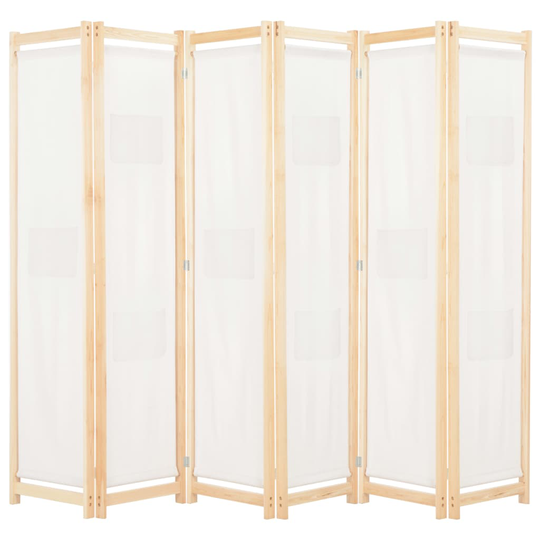 vidaXL Rumsavdelare 6 paneler 240x170x4 cm gräddvit tyg