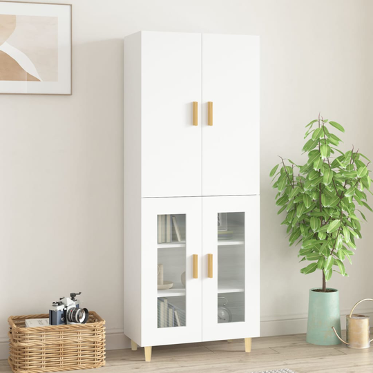 vidaXL Högskåp vit 69,5x34x180 cm konstruerat trä
